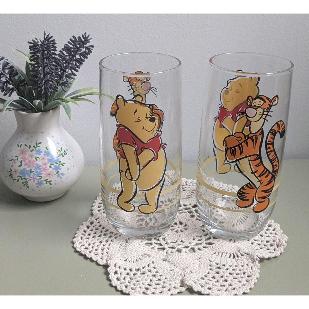 1990s Disney Pooh Tigger Anchor Hocking Glasses Set of 2